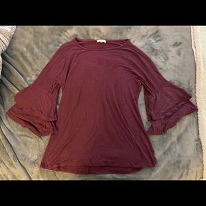 Maroon ruffle sleeve top